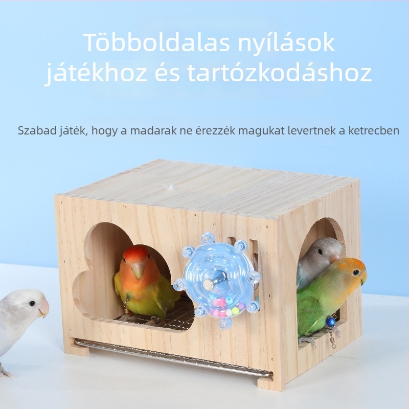 Légáteresztő papagájfészek, kis fa ház, hűs madárfészek, esztétikus alvófészek, nyárra alkalmas papagájok számára, univerzális madárketrec dekoráció