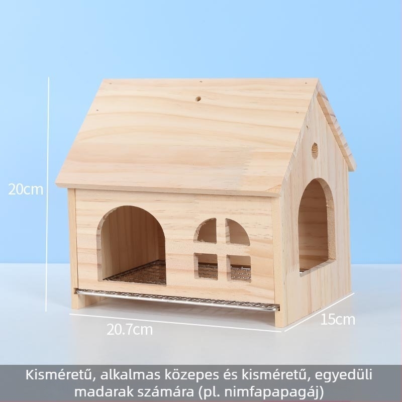 Légáteresztő papagájfészek, kis fa ház, hűs madárfészek, esztétikus alvófészek, nyárra alkalmas papagájok számára, univerzális madárketrec dekoráció