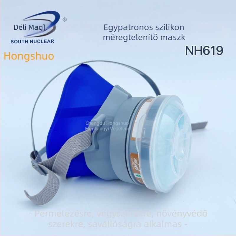 Nancore 6019 Kényelmes szilikonból készült gázvédelmi félálarc, leválasztható fejre szerelhető kivitelben NH-619 ipari védőrespirátor
