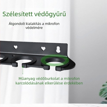 Falihoz rögzíthető mikrofon tároló tálca – többfunkciós anti-vibrációs tartó vezetékes és vezeték nélküli mikrofonokhoz