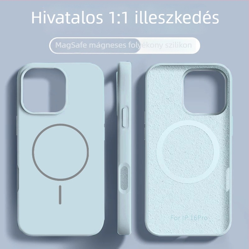 Mágneses folyékony szilikon tok iPhone 16 Pro és iPhone 17 Air – matt felület, sárga