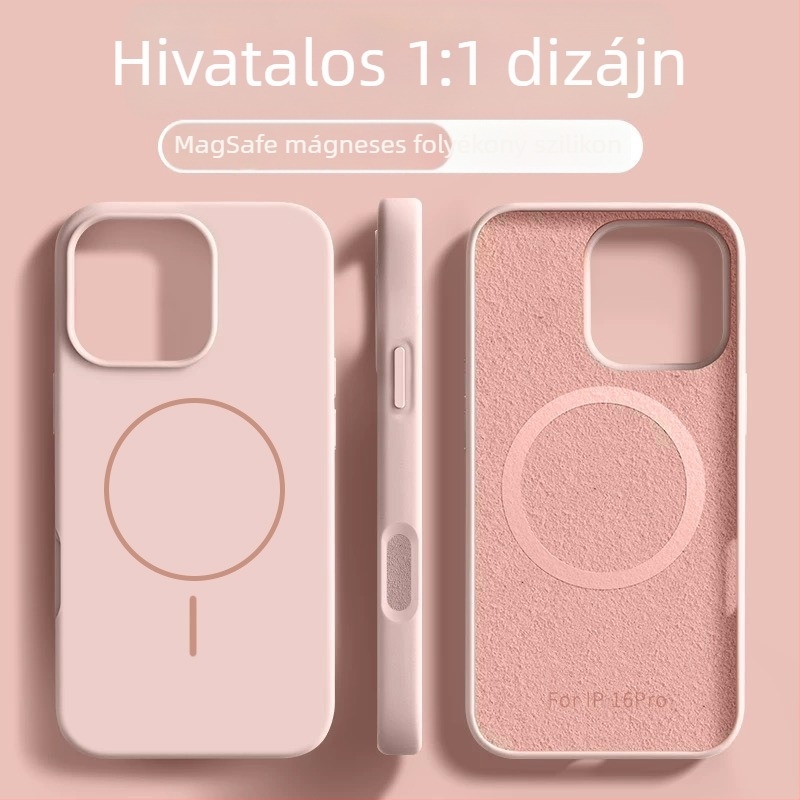 Mágneses folyékony szilikon tok iPhone 16 Pro és iPhone 17 Air – matt felület, sárga