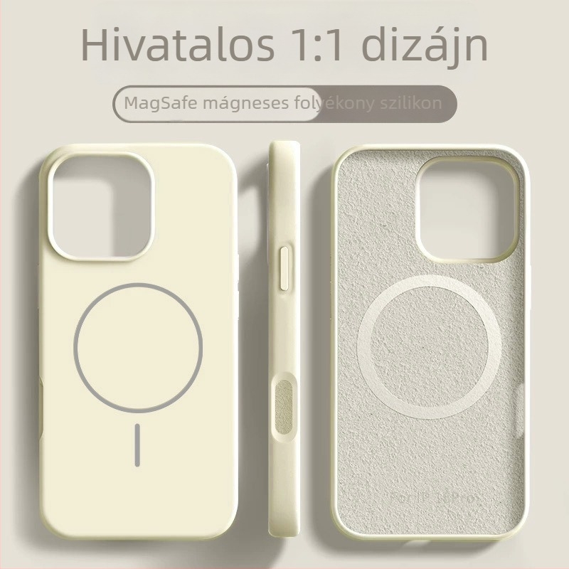 Mágneses folyékony szilikon tok iPhone 16 Pro és iPhone 17 Air – matt felület, sárga