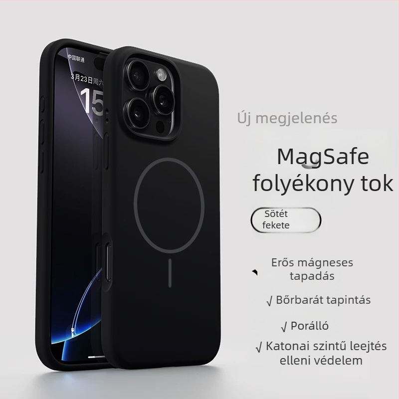 Mágneses folyékony szilikon tok iPhone 16 Pro és iPhone 17 Air – matt felület, sárga