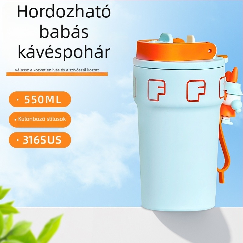 Kettős falú, babát formázó kávés pohár, 316L rozsdamentes acélból, szigetelt termosz, kültéri használatra, uniszex