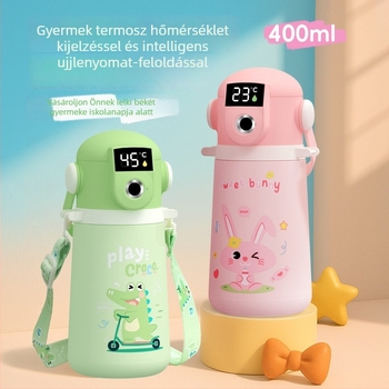 Gyerekeknek szánt termosz ujjlenyomat-zárral és hőmérséklet-kijelzővel