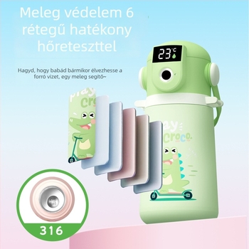 Gyerekeknek szánt termosz ujjlenyomat-zárral és hőmérséklet-kijelzővel