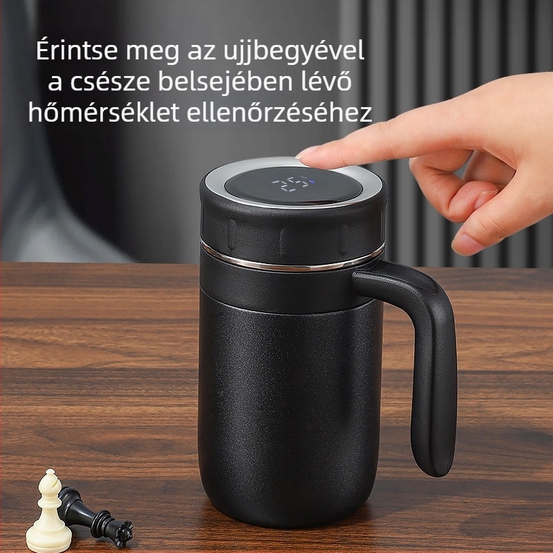 Férfiak számára készült termosz hőmérséklet-kijelzővel, 316-os rozsdamentes acélból, nagy kapacitású, tea rekesz, iroda és otthon