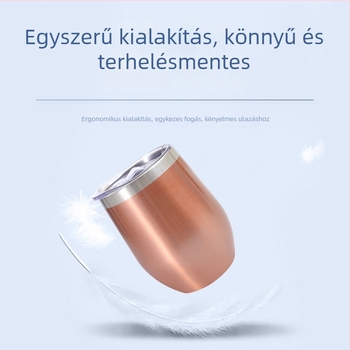 12 oz-os tojáshéj-formájú hőszigetelt pohár, belső 304 rozsdamentes acél, külső 201 rozsdamentes acél, kreatív U-alakú borospohár, testreszabható