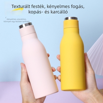 304 rozsdamentes acél termosz, dupla falú vákuum-szigetelés, hordozható autóba illeszthető palack, keskeny nyílású