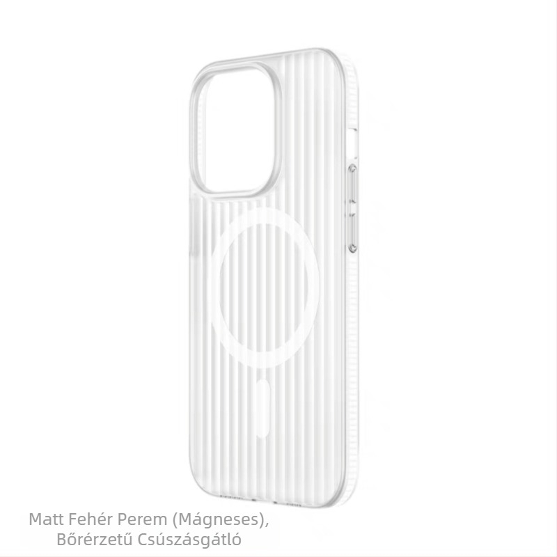 Hullámos tapintású matt felületű mágneses merev tok iPhone 17 és iPhone 16 Pro Max modellhez, minimalist dizájn.