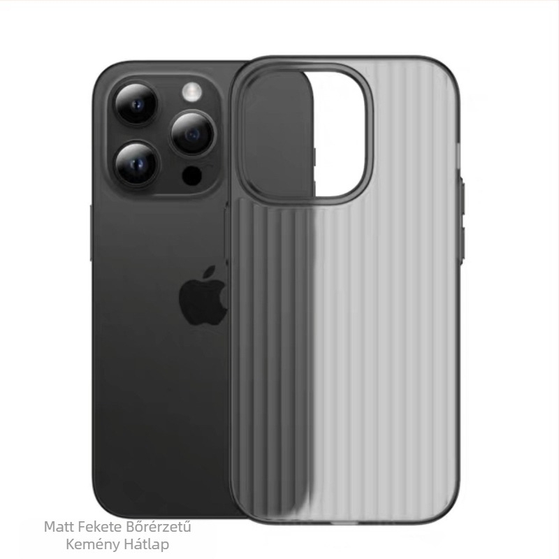 Hullámos tapintású matt felületű mágneses merev tok iPhone 17 és iPhone 16 Pro Max modellhez, minimalist dizájn.