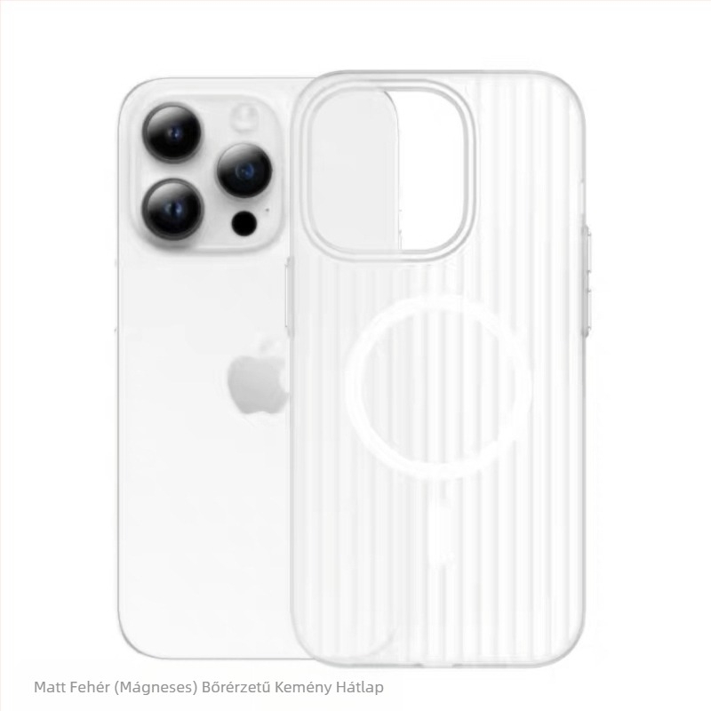 Hullámos tapintású matt felületű mágneses merev tok iPhone 17 és iPhone 16 Pro Max modellhez, minimalist dizájn.