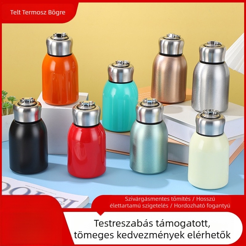 316 rozsdamentes acél mini termosz pohár, aranyos dizájn, diákoknak, hordozható zsebméretű, kültéri használatra