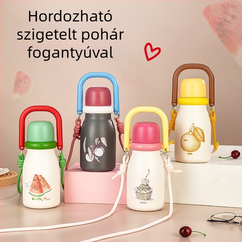 Új stílusú gyümölcs termosz pohár, nagy kapacitású, hordozható, szívószállal