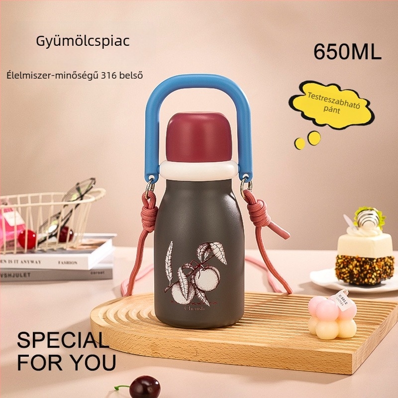 Új stílusú gyümölcs termosz pohár, nagy kapacitású, hordozható, szívószállal
