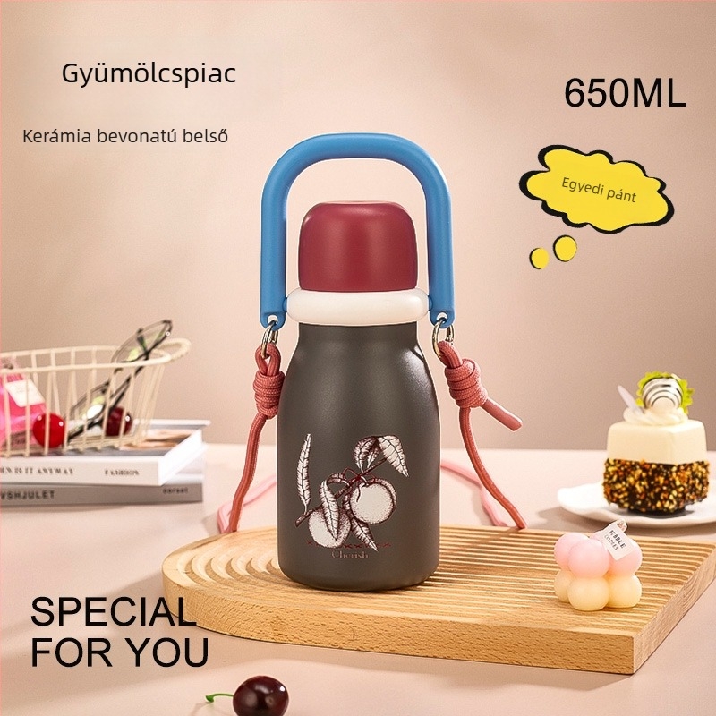Új stílusú gyümölcs termosz pohár, nagy kapacitású, hordozható, szívószállal