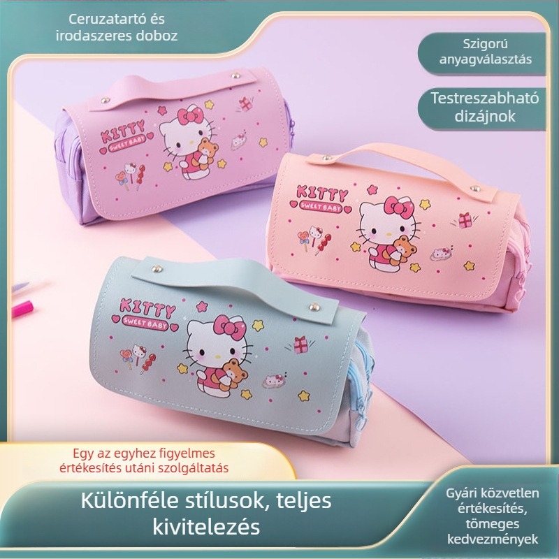 Általános iskolás lányok számára készült multifunkcionális tolltartó, nagy kapacitású, stílusos dizájn