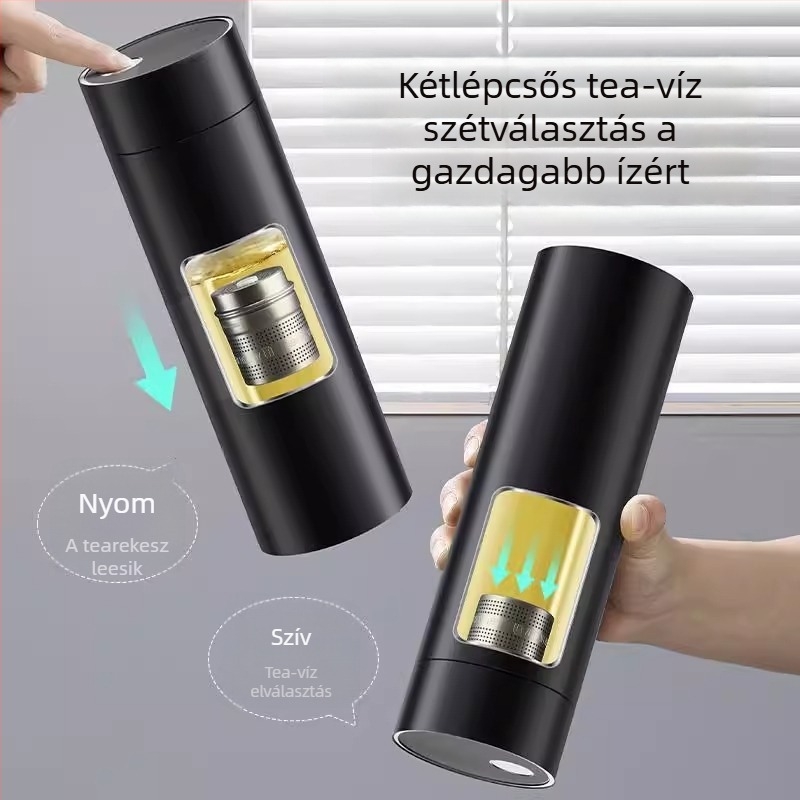 316 rozsdamentes acél mágneses termosz tea szeparációval, autóba és irodába, könnyen nyitható fedél