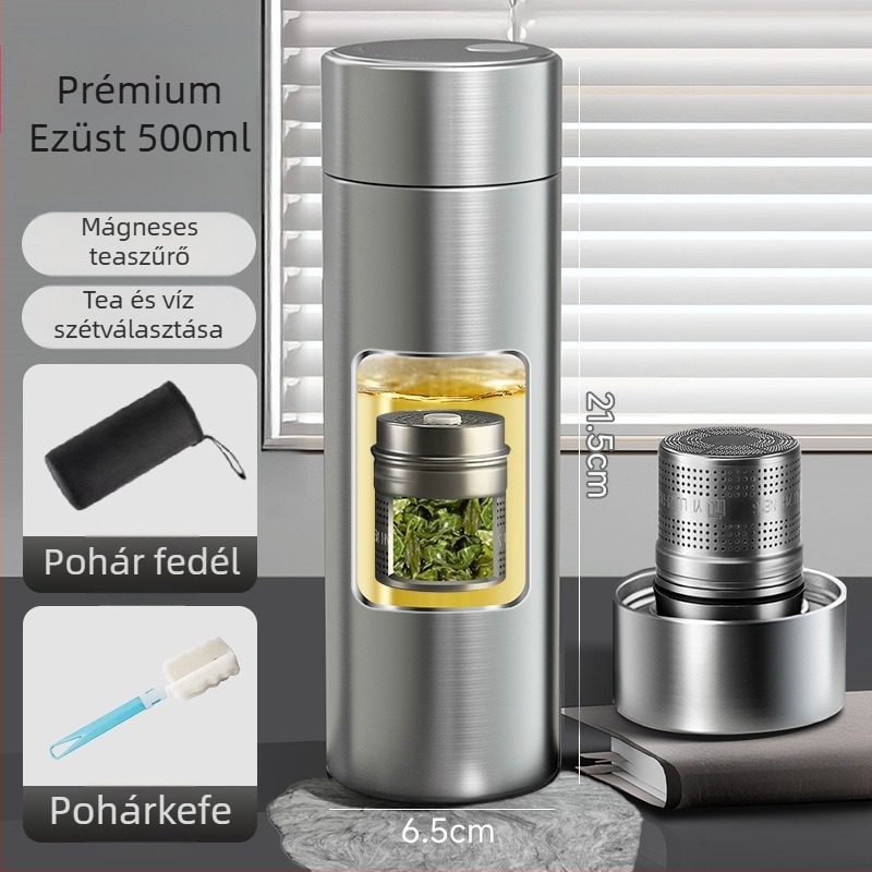 316 rozsdamentes acél mágneses termosz tea szeparációval, autóba és irodába, könnyen nyitható fedél