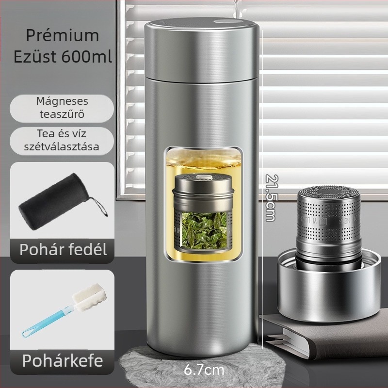 316 rozsdamentes acél mágneses termosz tea szeparációval, autóba és irodába, könnyen nyitható fedél