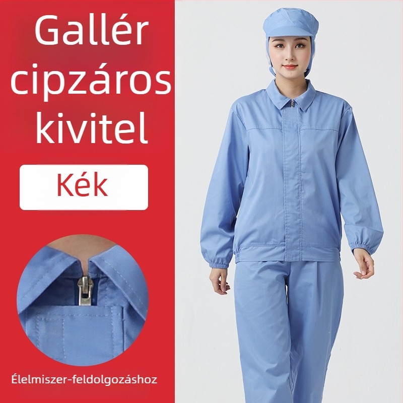 Fehér hosszú ujjú védő munkaruha készlet élelmiszeripari műhelyhez, uniszex