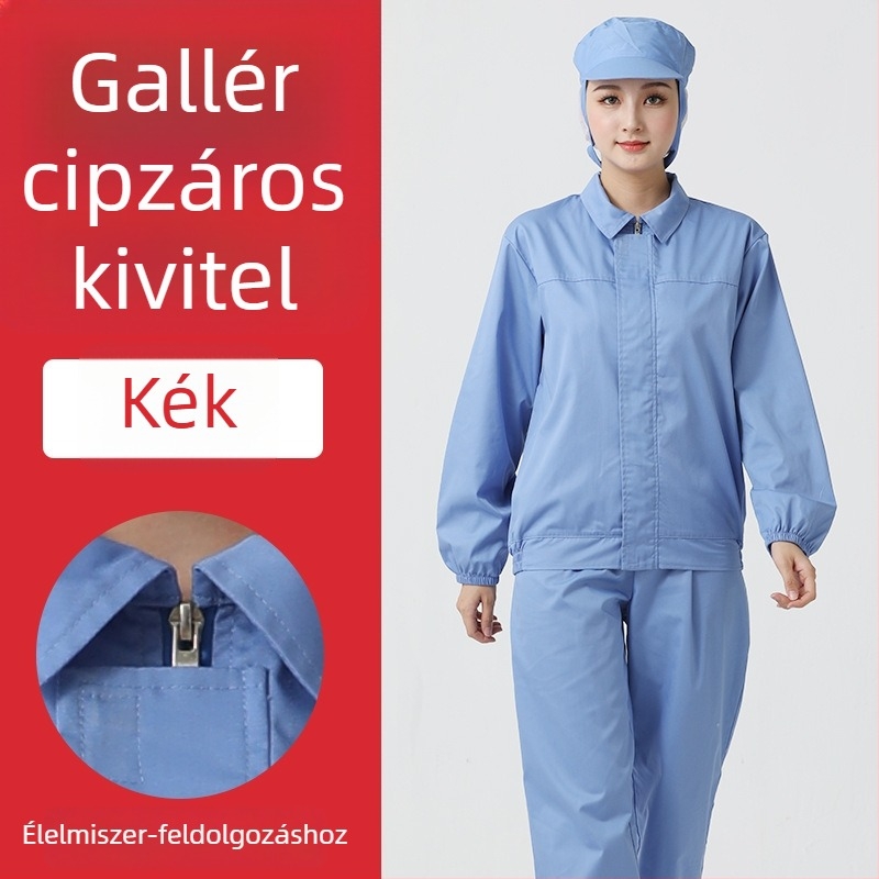 Fehér hosszú ujjú védő munkaruha készlet élelmiszeripari műhelyhez, uniszex
