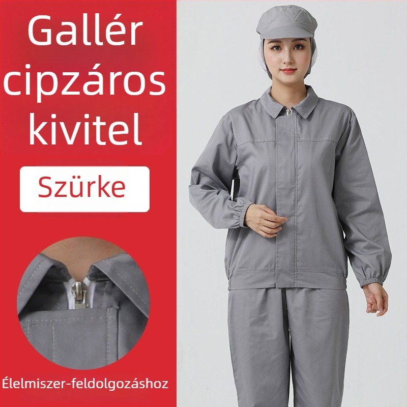 Fehér hosszú ujjú védő munkaruha készlet élelmiszeripari műhelyhez, uniszex