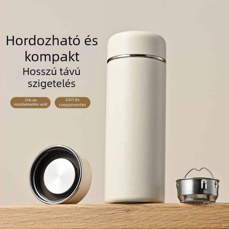 316 rozsdamentes acél mini hordozható termosz nőknek — kompakt teáscsésze teával és rekesszel