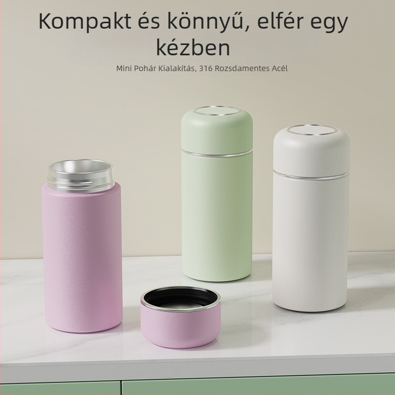 Minimalista mini termosz 316 rozsdamentes acélból, hordozható kis méretű ivóedény, személyre szabható ajándék