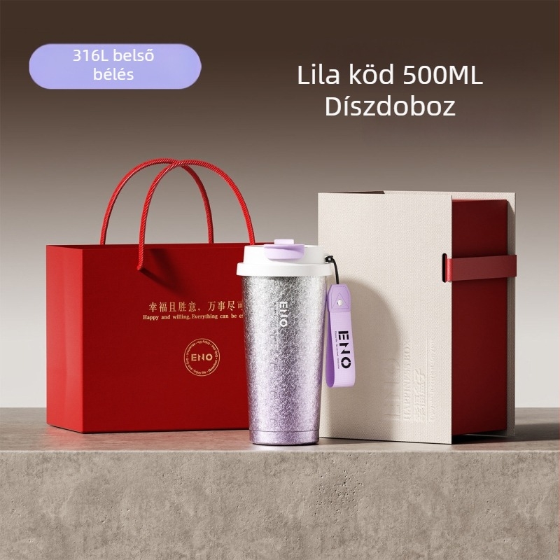 Női termosz pohár, 2026-os új modell, nagy kapacitású szívószálas, hordozható kávés pohár