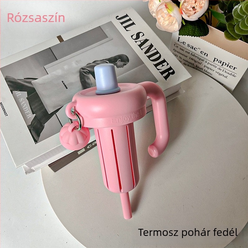 Rajzolt cicás termosz bögre, fogantyúval, hordozható kültéri használatra, nagy kapacitású