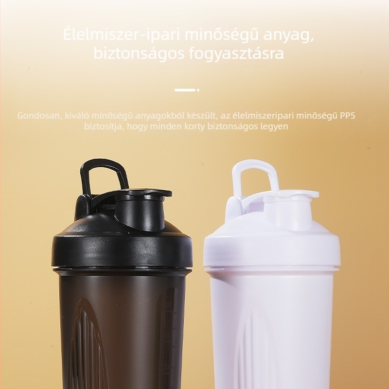 600 ml-es fejlesztett sportos fehérje shake pohár fogantyúval, átlátszó műanyag
