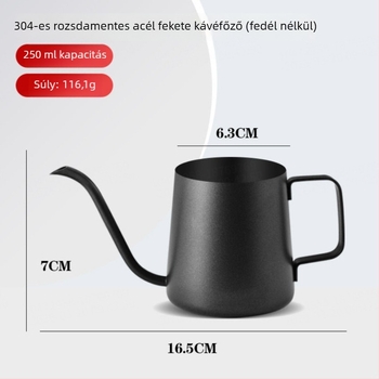 304 rozsdamentes acél pour-over kanna, keskeny nyílású és hosszú kifolyóval, kézzel készített kávés eszköz