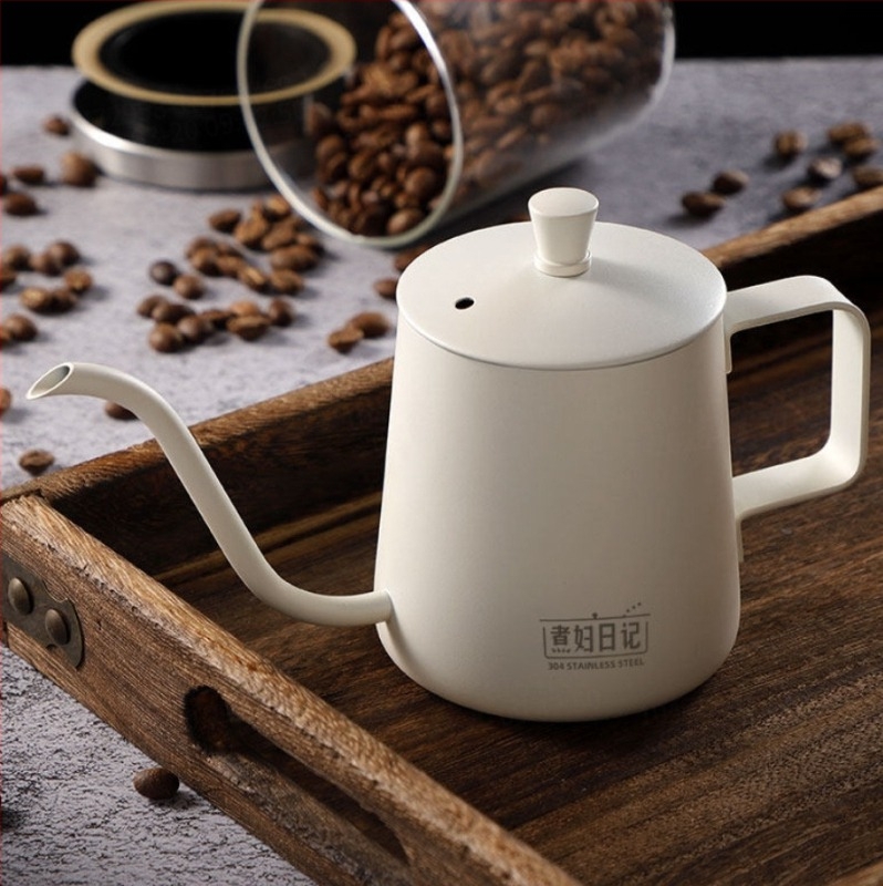 304 rozsdamentes acél pour-over kanna, keskeny nyílású és hosszú kifolyóval, kézzel készített kávés eszköz
