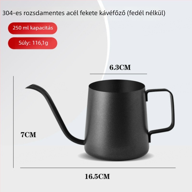 304 rozsdamentes acél pour-over kanna, keskeny nyílású és hosszú kifolyóval, kézzel készített kávés eszköz