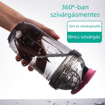 Banános shaker pohár fehérje por keveréséhez és milkshake-hez, mérő-skálával, nagy kapacitású, műanyag, hordozható, szivárgásmentes