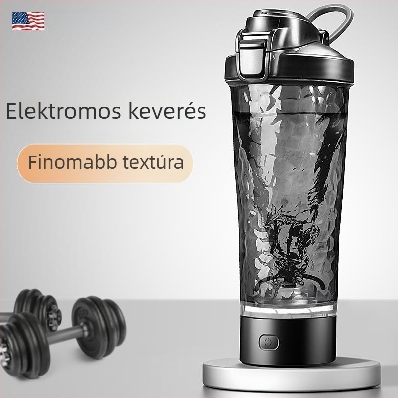 Elektromos önkeverő pohár – automatikus keverő funkcióval, kávéhoz és fehérje shake-hez; irodai, otthoni és sport használat; töltésre.