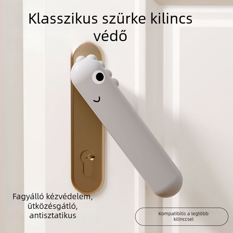 Dinó témájú gyerekeknek készült szilikon kilincsvédő készlet, három darab, ütés elleni és statikus elleni védelem, halk működés