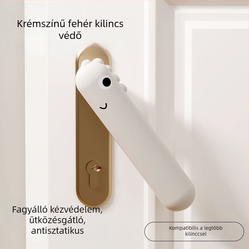 Dinó témájú gyerekeknek készült szilikon kilincsvédő készlet, három darab, ütés elleni és statikus elleni védelem, halk működés