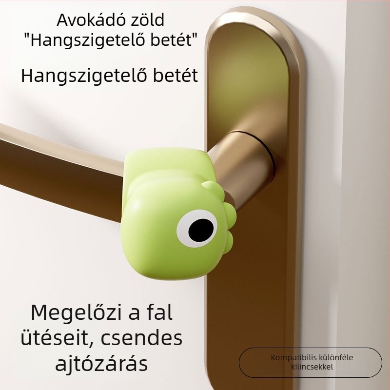 Dinó témájú gyerekeknek készült szilikon kilincsvédő készlet, három darab, ütés elleni és statikus elleni védelem, halk működés