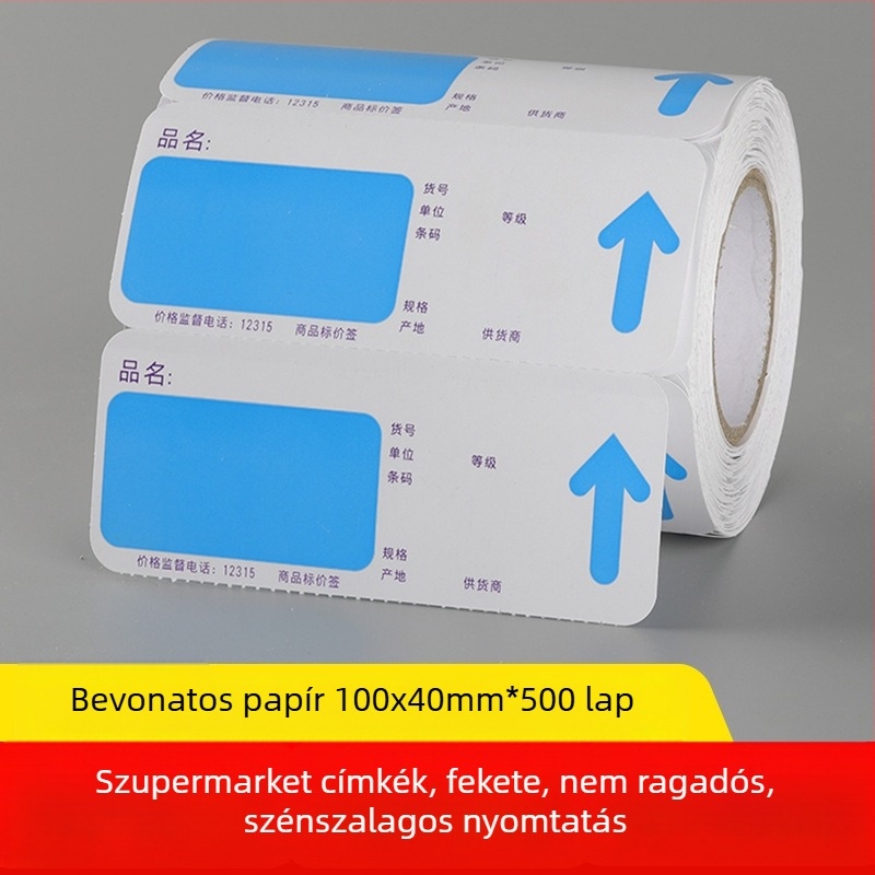 Szupermarket polcokra készült árjelző papír – fekete címke, modell 10060, piros és sárga, levehető ragasztóval, bevont papír