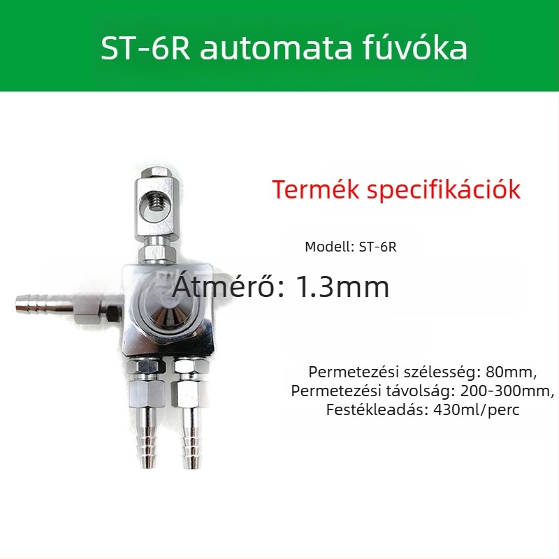 ST-6 szórófej automata festékszóróhoz; ST-5 pneumatikus nagy-atomizációs fej blister géphez