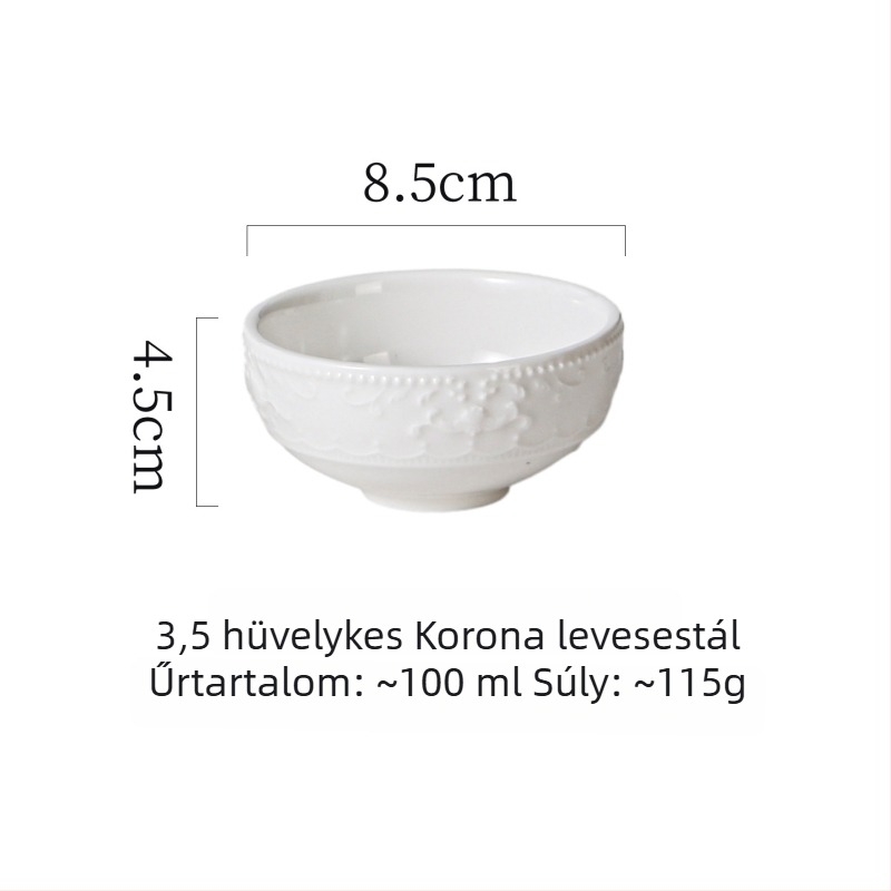 Tiszta fehér kerámia tál otthoni használatra, rizs- és leveses tál, skandináv minimalist stílusú étkészlet