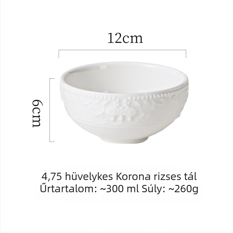 Tiszta fehér kerámia tál otthoni használatra, rizs- és leveses tál, skandináv minimalist stílusú étkészlet