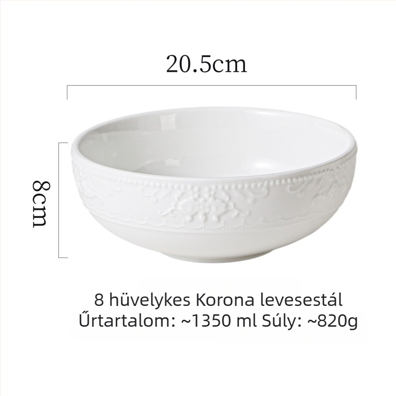 Tiszta fehér kerámia tál otthoni használatra, rizs- és leveses tál, skandináv minimalist stílusú étkészlet