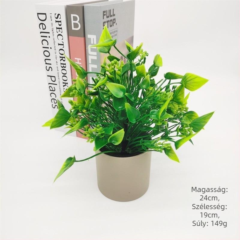 Műanyagból készült zöld növény mini bonsai-stílusú cserepes dekoráció az asztalra