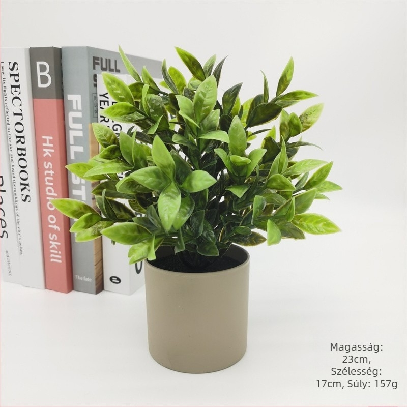 Műanyagból készült zöld növény mini bonsai-stílusú cserepes dekoráció az asztalra
