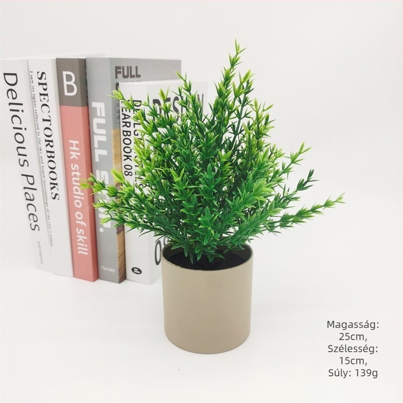 Műanyagból készült zöld növény mini bonsai-stílusú cserepes dekoráció az asztalra