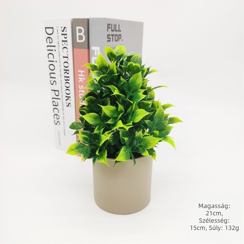 Műanyagból készült zöld növény mini bonsai-stílusú cserepes dekoráció az asztalra